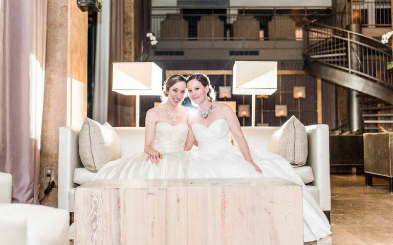 Proximity Hotel Wedding - Sarah and Catherine brides together