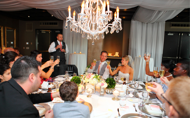 Proximity Hotel Wedding, Whitney and Dustin, toasting and speeches